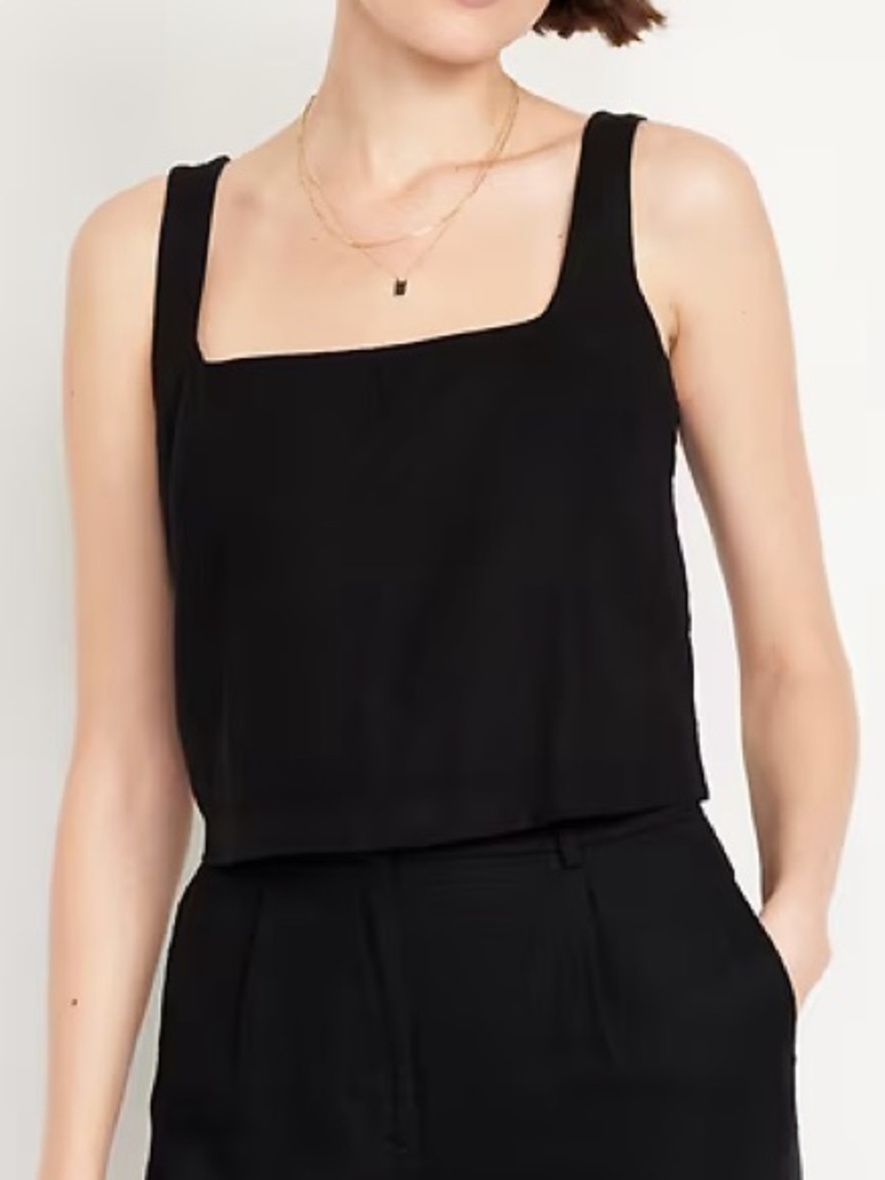Old Navy Black Scoop Crop Linen Tank - Women's